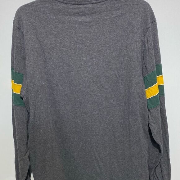 Vintage Majestic Men's Gray Green Bay Packers Patch Logo Long Sleeve T-Shirt Lar - Picture 6 of 8